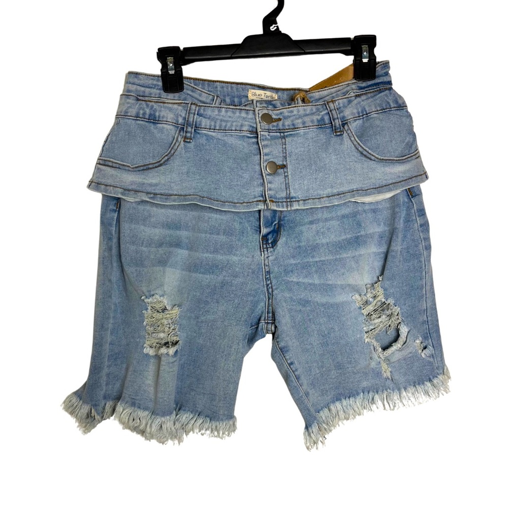 Blue Turtle Distressed Denim Two Piece Bermuda Shorts